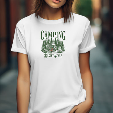 Camping Basset Style Unisex t-shirt