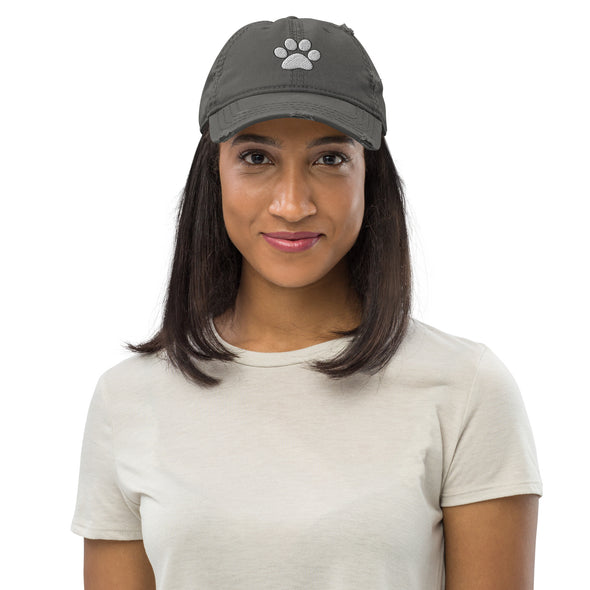 Dog Paw Print Distressed Hat