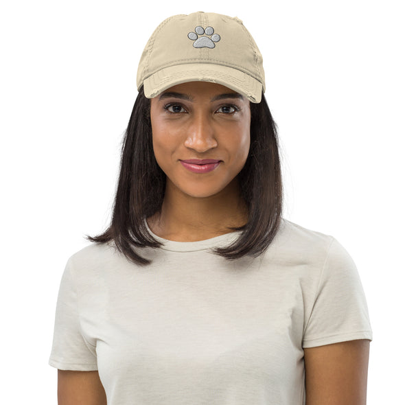 Dog Paw Print Distressed Hat