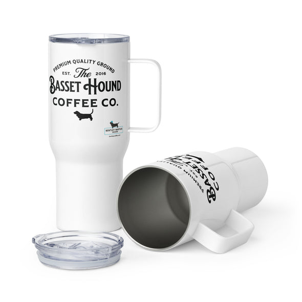 Basset Hound Coffee Co. Travel mug with a handle