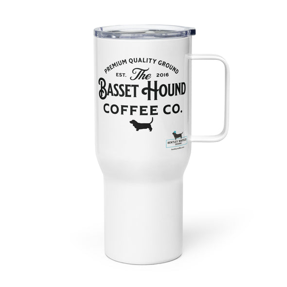 Basset Hound Coffee Co. Travel mug with a handle