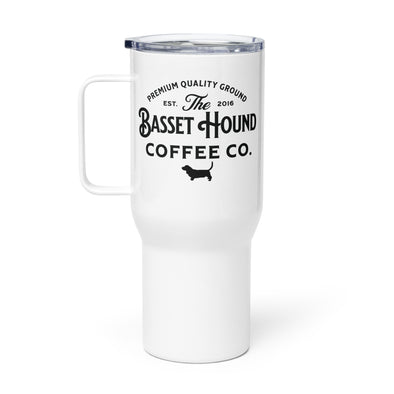 Basset Hound Coffee Co. Travel mug with a handle