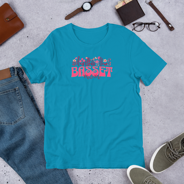 Basset Mom Floral Unisex t-shirt