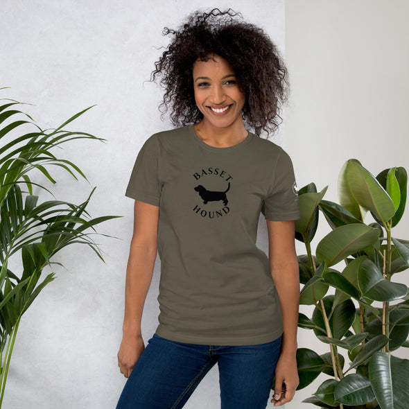 Basset Hound in Black Round Unisex t-shirt