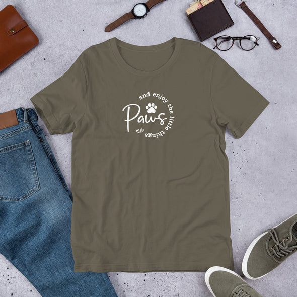 Paws and enjoy the little things dark Unisex t-shirt