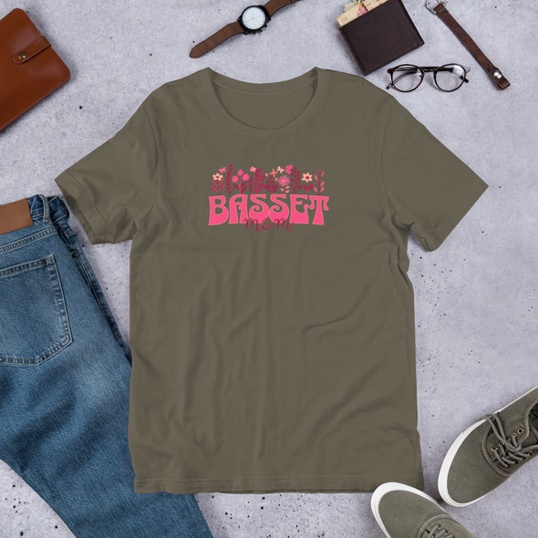 Basset Mom Floral Unisex t-shirt