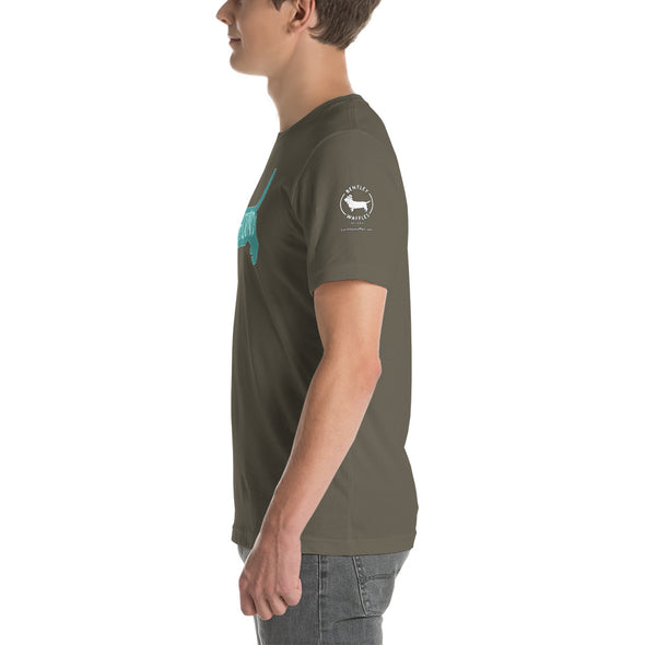 Basset Hound-Teal Unisex t-shirt