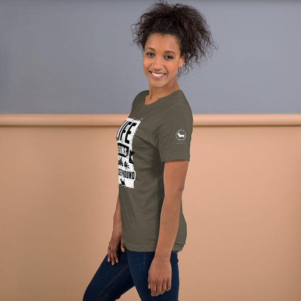 Life Begins with a Basset Hound Unisex t-shirt