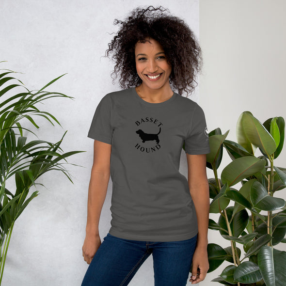 Basset Hound in Black Round Unisex t-shirt