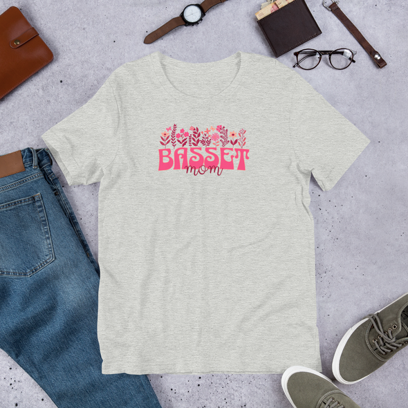 Basset Mom Floral Unisex t-shirt