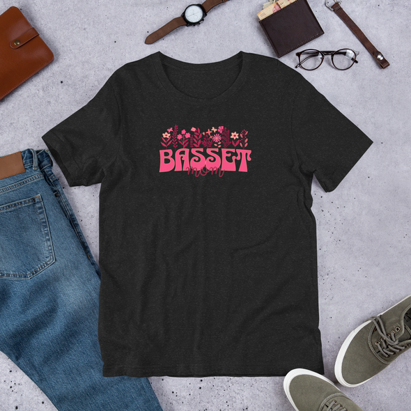 Basset Mom Floral Unisex t-shirt