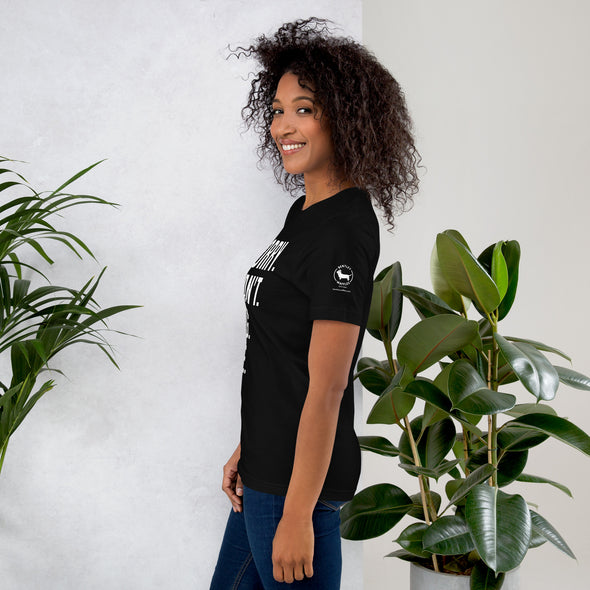 Sorry. Can't. Dog. Bye. Unisex t-shirt