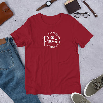 Paws and enjoy the little things dark Unisex t-shirt