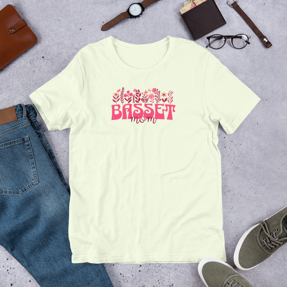 Basset Mom Floral Unisex t-shirt