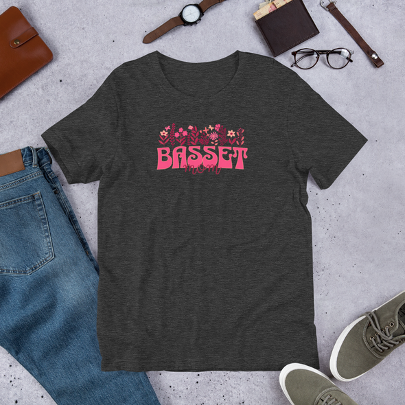 Basset Mom Floral Unisex t-shirt