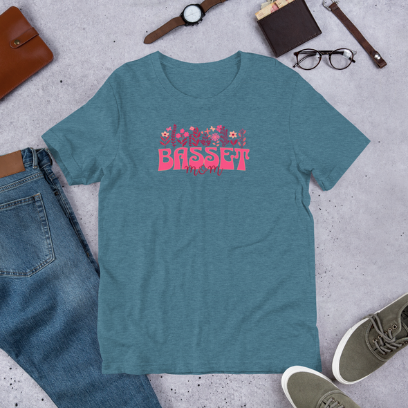 Basset Mom Floral Unisex t-shirt