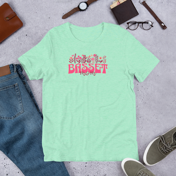Basset Mom Floral Unisex t-shirt