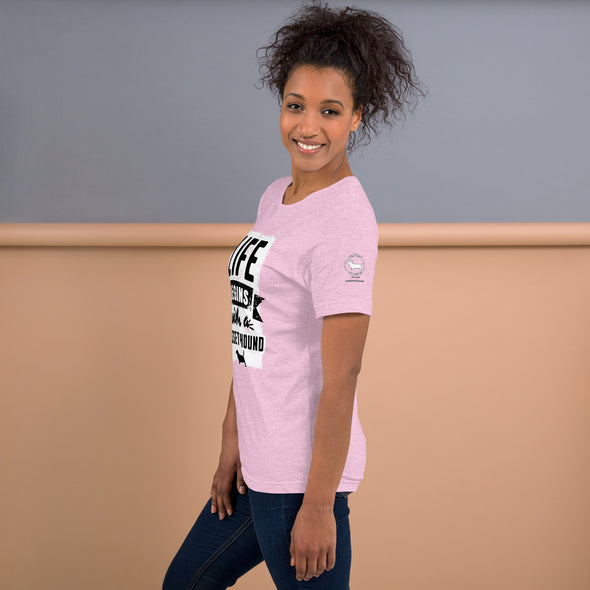 Life Begins with a Basset Hound Unisex t-shirt
