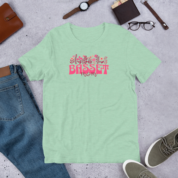 Basset Mom Floral Unisex t-shirt