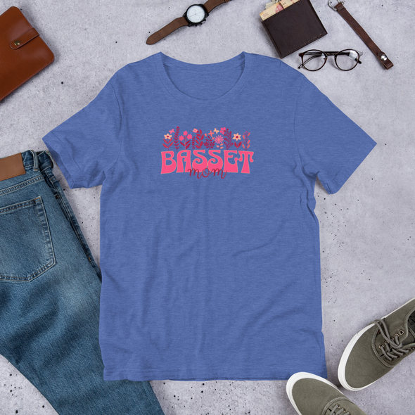 Basset Mom Floral Unisex t-shirt