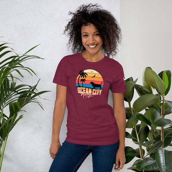 Ocean City Maryland Basset Hound Unisex t-shirt