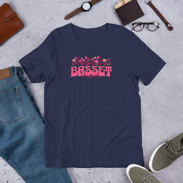 Basset Mom Floral Unisex t-shirt