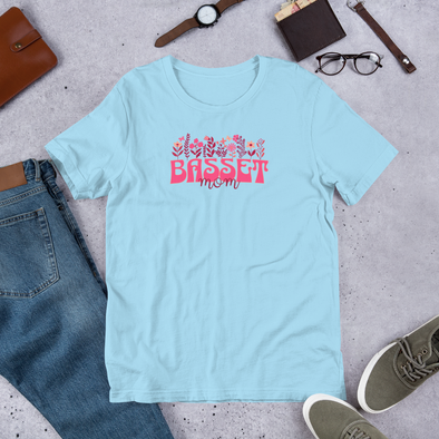 Basset Mom Floral Unisex t-shirt