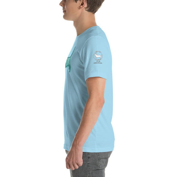 Basset Hound-Teal Unisex t-shirt
