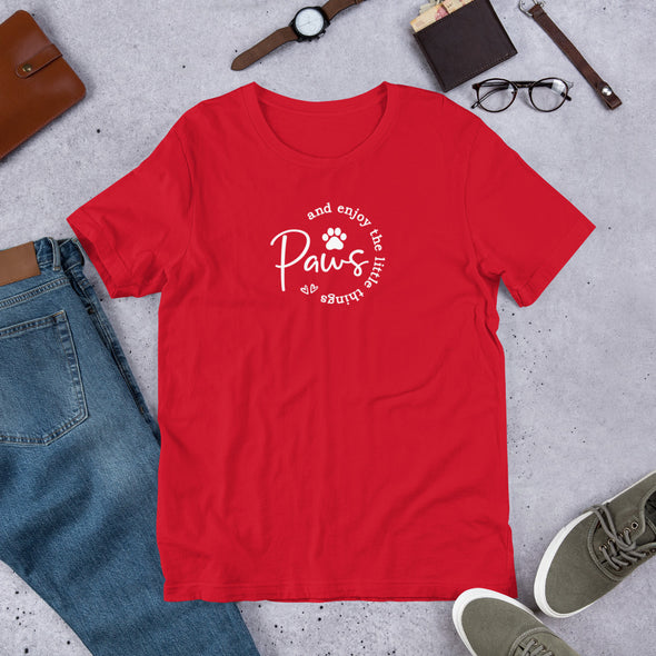 Paws and enjoy the little things dark Unisex t-shirt