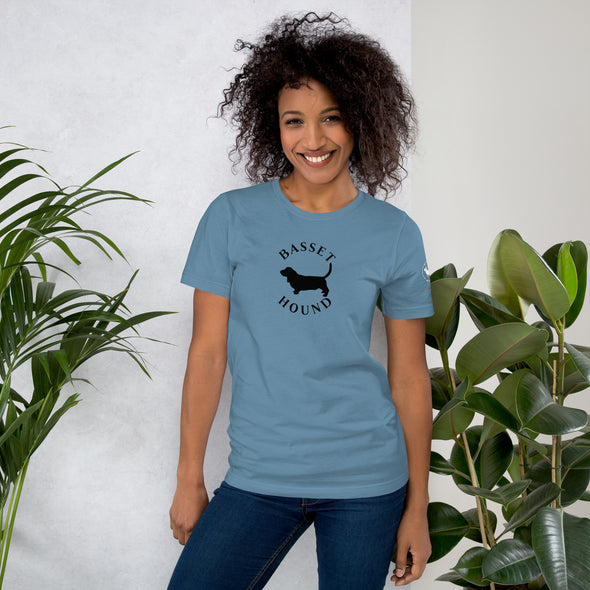 Basset Hound in Black Round Unisex t-shirt
