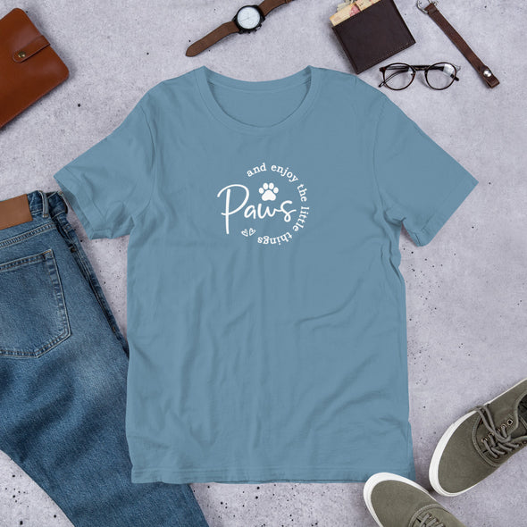 Paws and enjoy the little things dark Unisex t-shirt