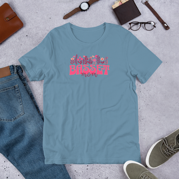 Basset Mom Floral Unisex t-shirt