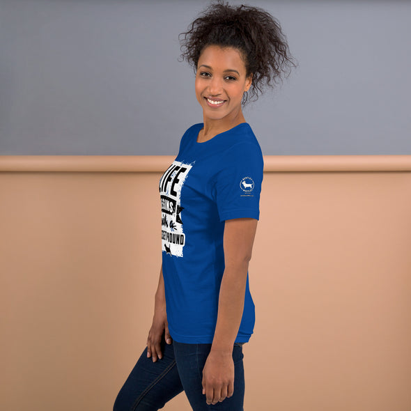 Life Begins with a Basset Hound Unisex t-shirt