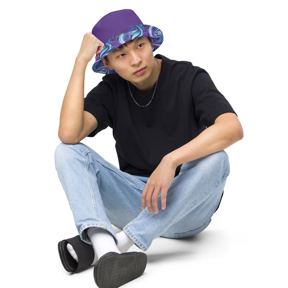 B. W. Purple Tye-Dye Hound Life Reversible Bucket Hat