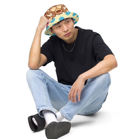 B. W. Polka Dot Monkey Reversible Bucket Hat