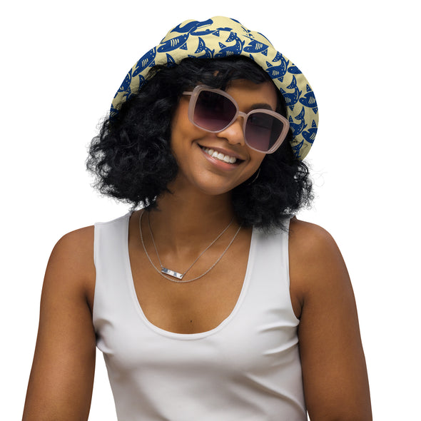 B. W.  Reversible Sharks and Whales Bucket Hat