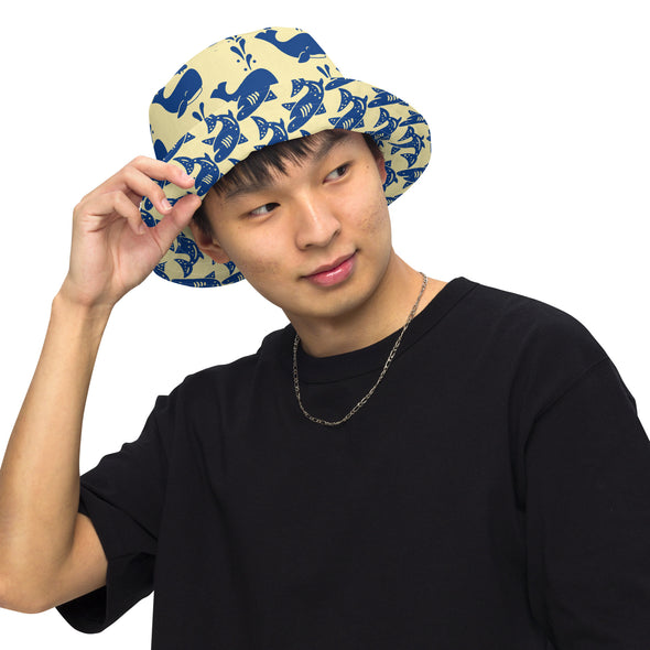 B. W.  Reversible Sharks and Whales Bucket Hat