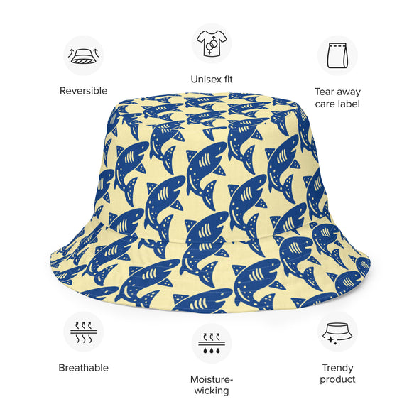 B. W.  Reversible Sharks and Whales Bucket Hat