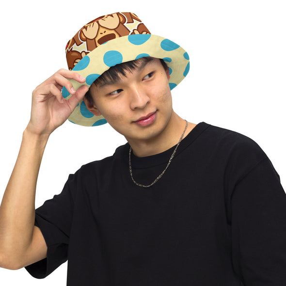 B. W. Polka Dot Monkey Reversible Bucket Hat
