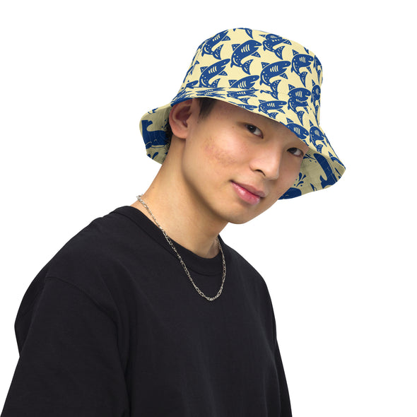 B. W.  Reversible Sharks and Whales Bucket Hat