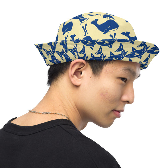 B. W.  Reversible Sharks and Whales Bucket Hat