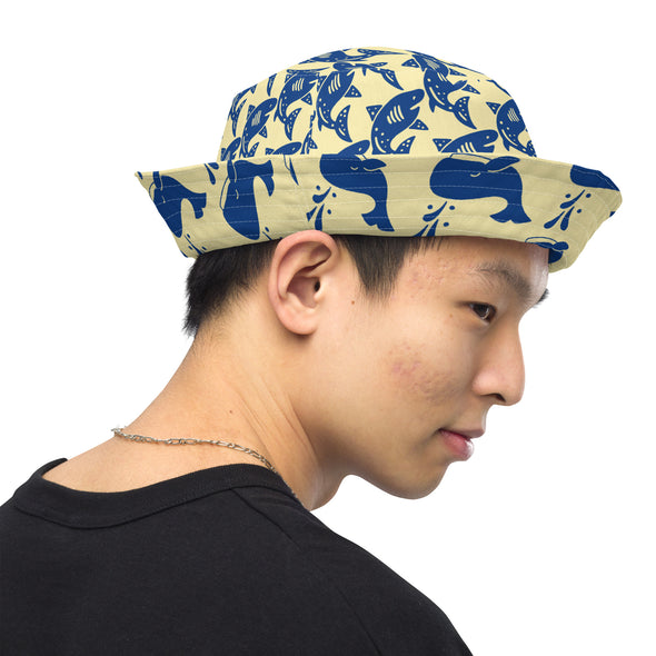 B. W.  Reversible Sharks and Whales Bucket Hat