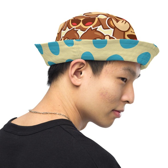 B. W. Polka Dot Monkey Reversible Bucket Hat